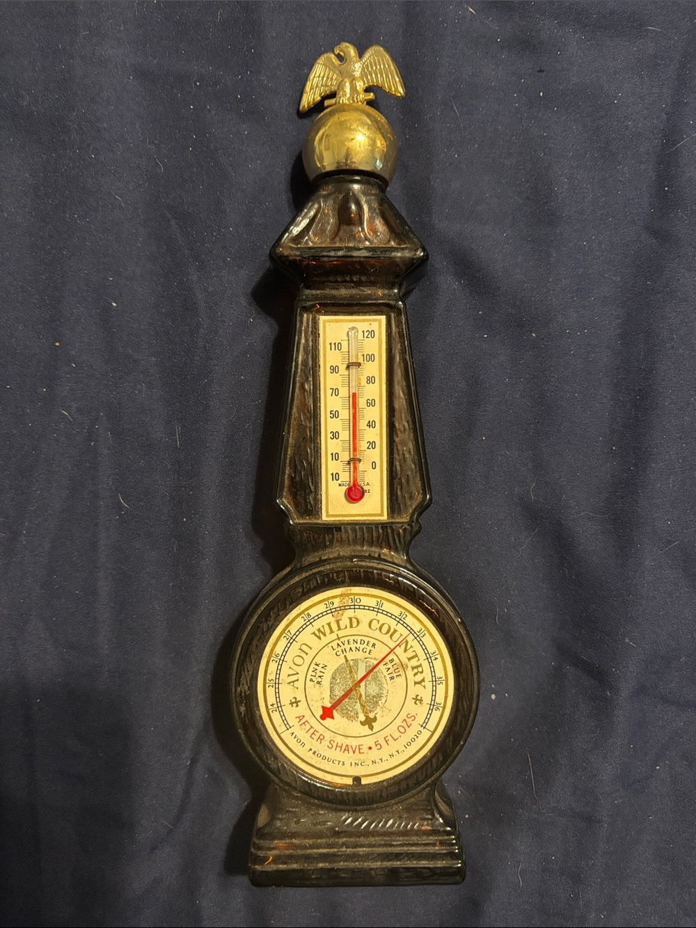 Avon Red and Gold Men's Decanter Weather Station with Box